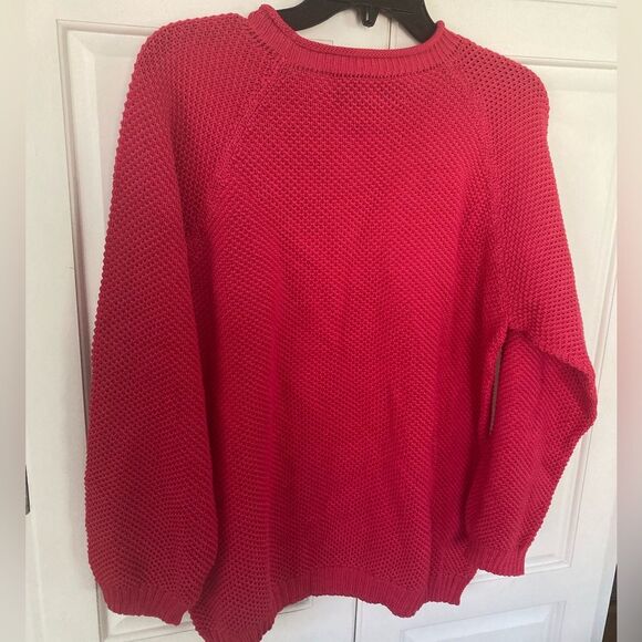 Peruvian Connection 100% Pima Cotton Thick Knit Long Sleeve Crew Pink Sweater S - Picture 3 of 6